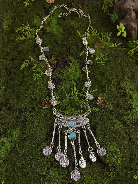 Gypsy Silver Alloy Coin Necklace